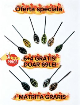 Oferta  6+4 GRATIS + Matrita Gratis - Momitoare Method Feeder 30gr,50gr,60gr,80gr,100gr cu tija interschimbabila
